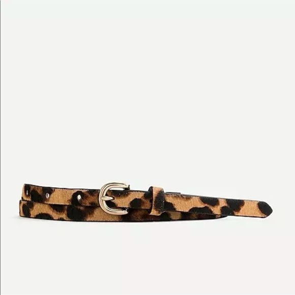 J crew skinny leopard calf hair belt XS